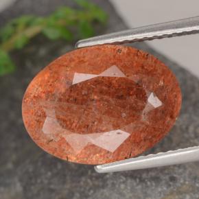 Piedra sol naranja natural de 5,25 ct, corte óvalo, translúcido
