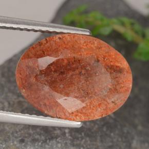 Piedra sol naranja natural de 5,25 ct, corte óvalo, translúcido