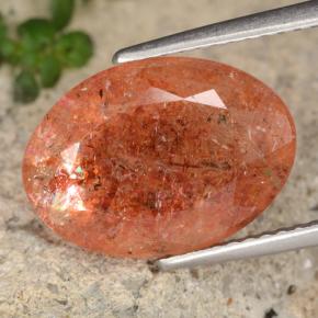 Piedra sol naranja natural de 5,46 ct, corte óvalo, translúcido