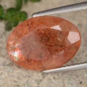 Piedra sol naranja natural de 5,46 ct, corte óvalo, translúcido