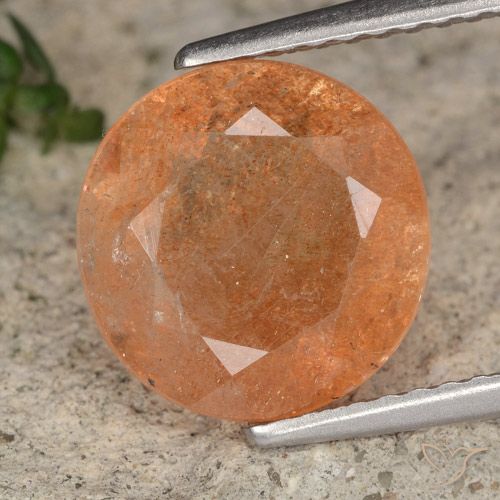 3.51ct Natural Naranja batata Piedrasol, Redondo, Translúcido