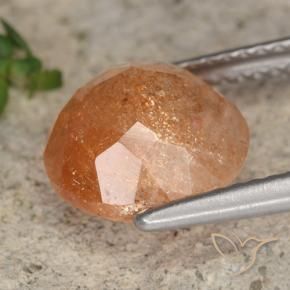 Piedrasol Naranja batata natural de 3.51 ct, Redondo, Translúcido