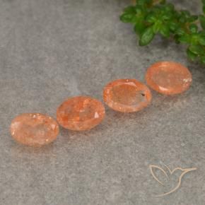 Gemas de piedra sol naranja natural de 2,16 ct, corte óvalo, translúcido
