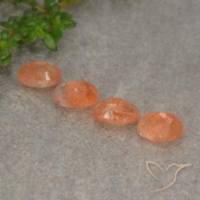 Gemas de piedra sol naranja natural de 2,16 ct, corte óvalo, translúcido