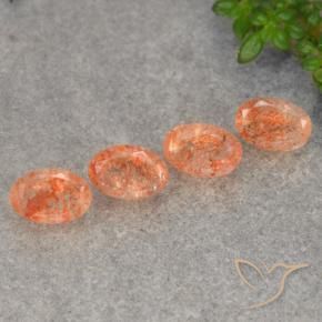 Gemas de Piedrasol Naranja rojizo natural de 2.04 ct, Ovalada, Translúcido
