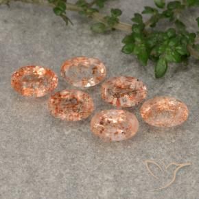 Gemas de Piedrasol Naranja rojizo natural de 3.29 ct, Ovalada, Translúcido