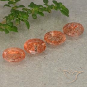 Gemas de Piedrasol Naranja medio natural de 2.20 ct, Ovalada, Translúcido