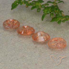 Gemas de Piedrasol Naranja medio natural de 2.20 ct, Ovalada, Translúcido