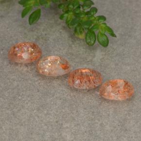 Gemas de piedra sol naranja natural de 2,18 ct, corte óvalo, translúcido