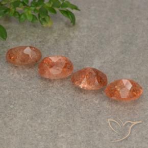 Gemas de Piedrasol Naranja batata natural de 2.09 ct, Ovalada, Translúcido