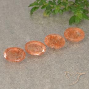 Gemas de Piedrasol Naranja rojizo natural de 2.07 ct, Ovalada, Translúcido