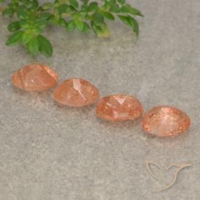 Gemas de Piedrasol Naranja rojizo natural de 2.07 ct, Ovalada, Translúcido