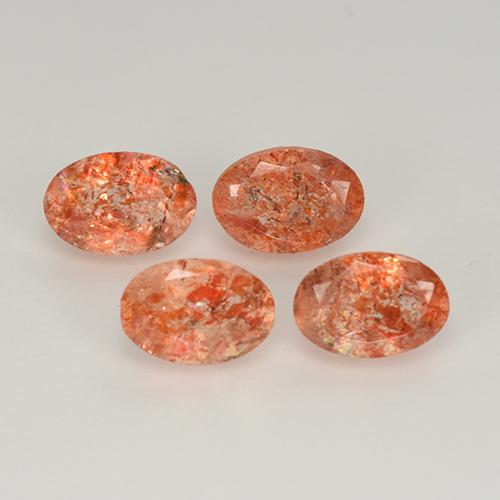 Gemas de Piedrasol Naranja medio natural de 2.20 ct, Corte Óvalo, Translúcido