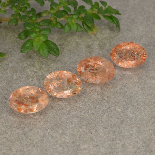 Gemas de piedra sol naranja natural de 1,67 ct, corte óvalo, translúcido