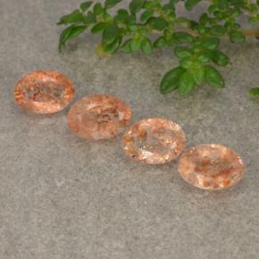 Gemas de piedra sol naranja natural de 1,67 ct, corte óvalo, translúcido