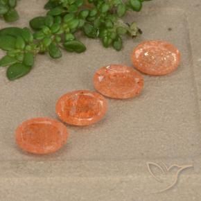 Gemas de Piedrasol Naranja medio natural de 2.36 ct, Ovalada, Translúcido