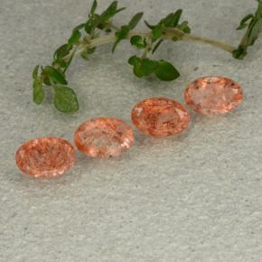 Gemas de piedra sol naranja natural de 2,05 ct, corte óvalo, translúcido