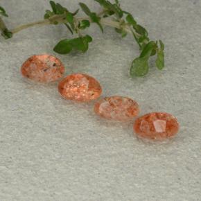 Gemas de piedra sol naranja natural de 2,05 ct, corte óvalo, translúcido