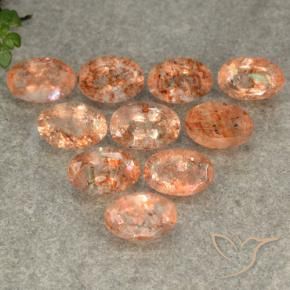 Gemas de Piedrasol Naranja rojizo natural de 5.13 ct, Ovalada, Translúcido