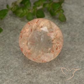 Piedrasol Naranja tigre claro natural de 3.39 ct, Redondo, Translúcido