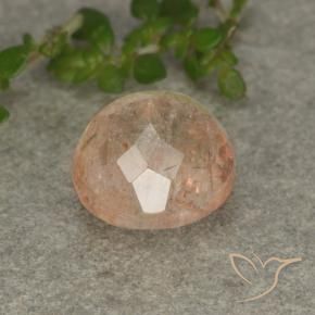 Piedrasol Naranja tigre claro natural de 3.39 ct, Redondo, Translúcido