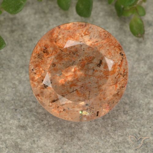 3.17ct Natural Naranja cálido Piedrasol, Redondo, Translúcido