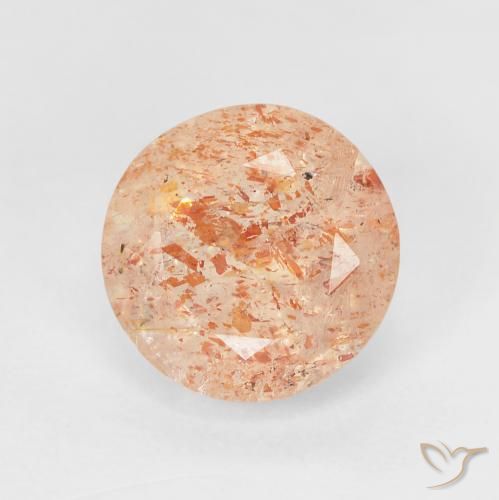 2.45ct Natural Naranja claro Piedrasol, Redondo, Translúcido