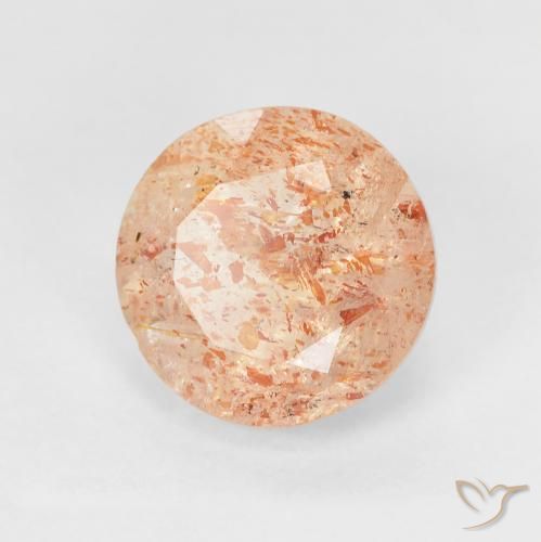 Piedrasol Naranja claro natural de 2.45 ct, Redondo, Translúcido