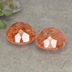 Gemas de Piedrasol Naranja rojizo natural de 4.94 ct, Redondo, Translúcido