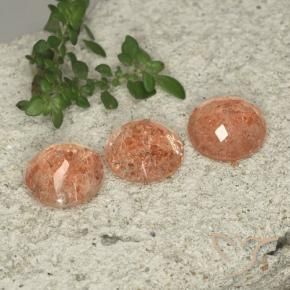 Gemas de Piedrasol Naranja claro medio natural de 7.06 ct, Redondo, Translúcido