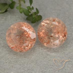 Gemas de Piedrasol Naranja claro natural de 5.51 ct, Redondo, Translúcido