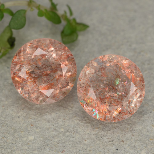 Gemas de piedra sol naranja natural de 5,50 ct, corte redondo, translúcido