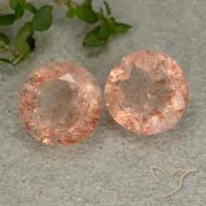 Gemas de Piedrasol Naranja claro natural de 4.98 ct, Redondo, Translúcido