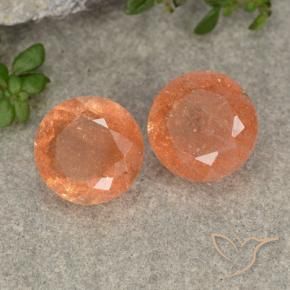 Gemas de Piedrasol Naranja pomelo natural de 5.52 ct, Redondo, Translúcido