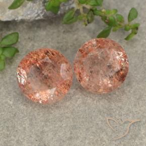 Gemas de Piedrasol Rosado medio natural de 5.42 ct, Redondo, Translúcido