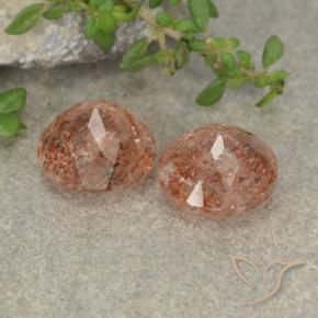 Gemas de Piedrasol Rosado medio natural de 5.42 ct, Redondo, Translúcido