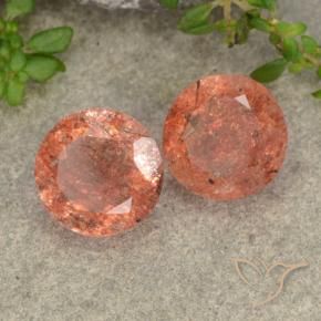 Gemas de Piedrasol Naranja pomelo natural de 4.92 ct, Redondo, Translúcido