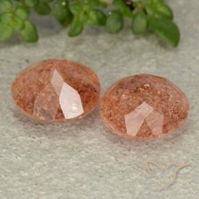 Gemas de Piedrasol Naranja rojizo natural de 4.71 ct, Redondo, Translúcido