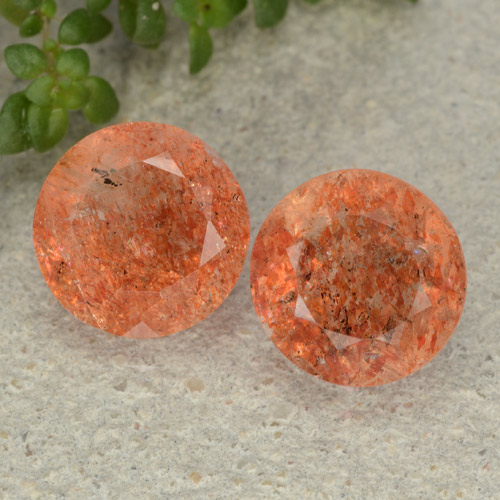Gemas de piedra sol naranja natural de 5,17 ct, corte redondo, translúcido