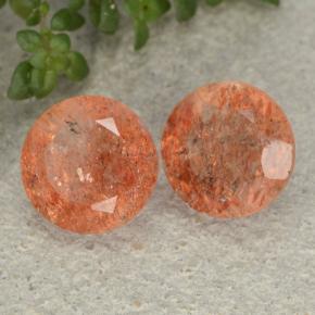 Gemas de piedra sol naranja natural de 5,17 ct, corte redondo, translúcido