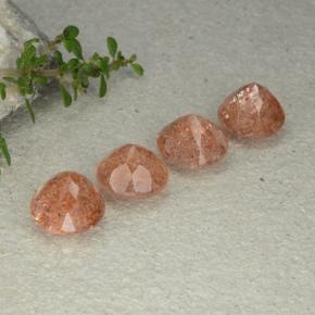 Gemas de Piedrasol Naranja rojizo natural de 10.77 ct, Corte Redondo, Translúcido