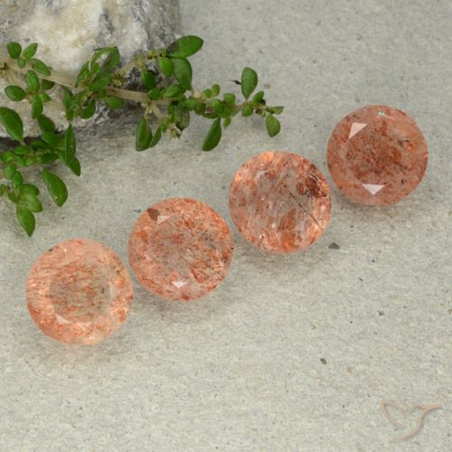 Gemas de piedra sol naranja natural de 10,44 ct, corte redondo, translúcido