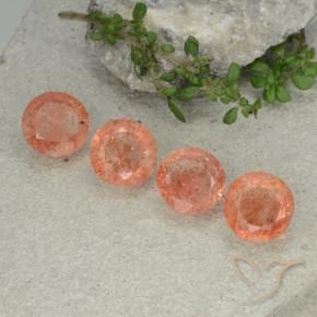 Gemas de Piedrasol Naranja claro medio natural de 9.81 ct, Redondo, Translúcido