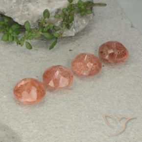 Gemas de Piedrasol Naranja claro medio natural de 9.81 ct, Redondo, Translúcido