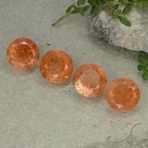 Gemas de Piedrasol Naranja batata natural de 9.18 ct, Redondo, Translúcido