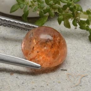 Piedrasol Naranja medio natural de 2.38 ct, Redondo, Translúcido