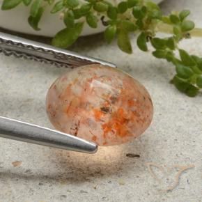 Piedrasol Naranja tigre claro natural de 1.79 ct, Redondo, Translúcido
