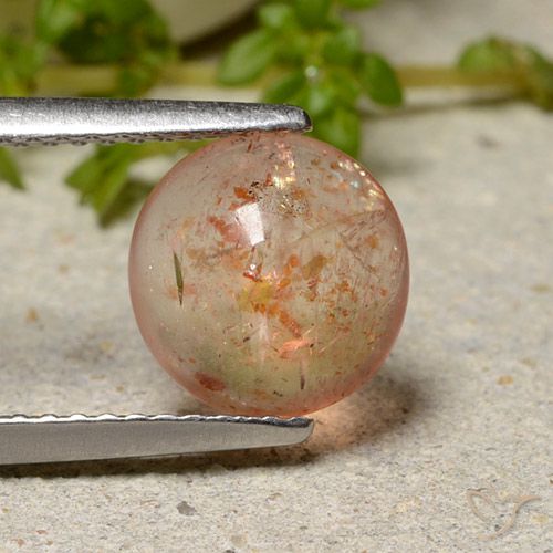 1.75ct Natural Naranja claro Piedrasol, Redondo, Translúcido