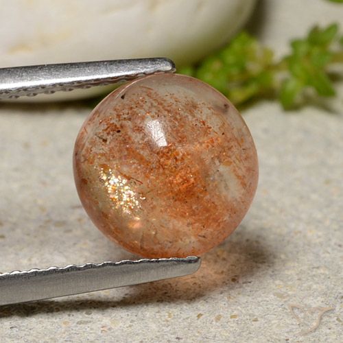 2.19ct Natural Naranja cálido Piedrasol, Redondo, Translúcido