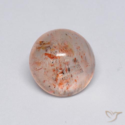 2.13ct Natural Naranja durazno Piedrasol, Redondo, Transparente